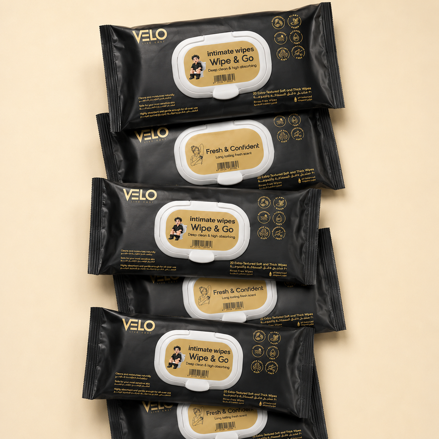 VELO Travel Wet Wipes - mix and match Wipe & Go and Fresh & Confident packs