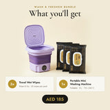 Bundle 1 Mini Washing Machine + 3 VELO Travel Wet Wipes