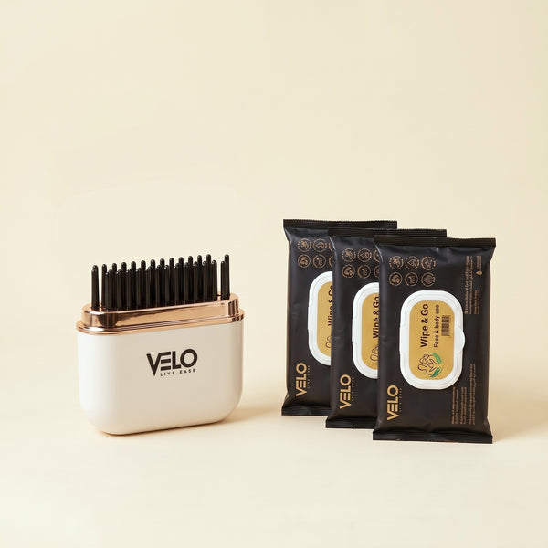 VELO Mini Hair Straightener with 3 Travel Wet Wipes packs