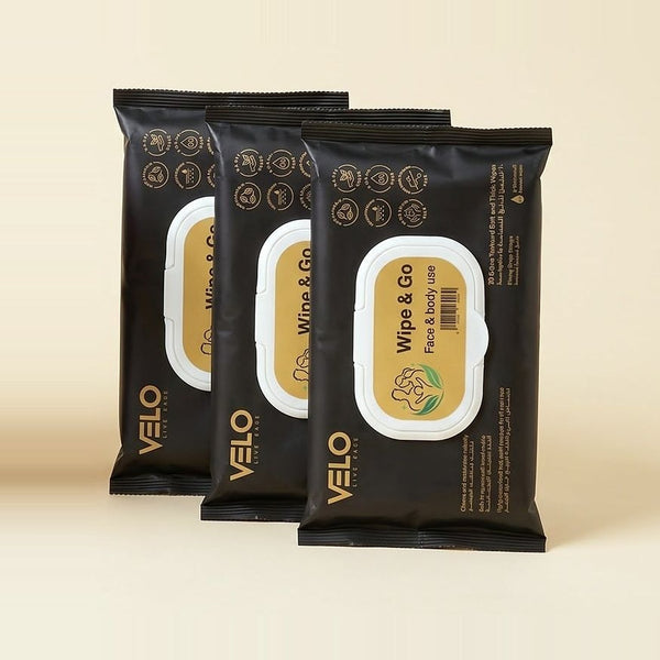 VELO Travel Wet Wipes - three Wipe & Go packs